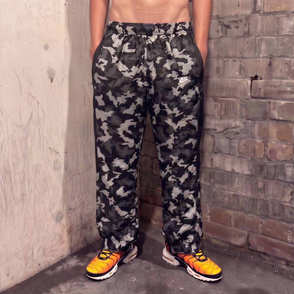 Nike Vintage Rare Sportswear Men's Woven Camo Track Pants Lg